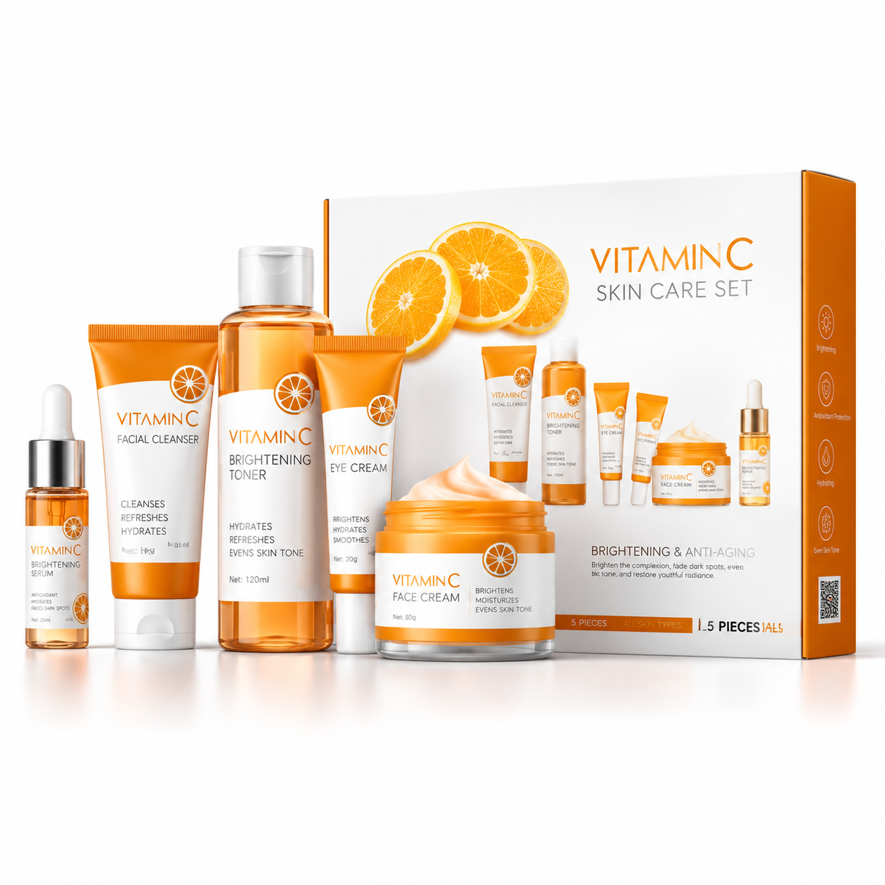 Vitamin C Skincare Set – 5-Piece Daily Facial Care Collection