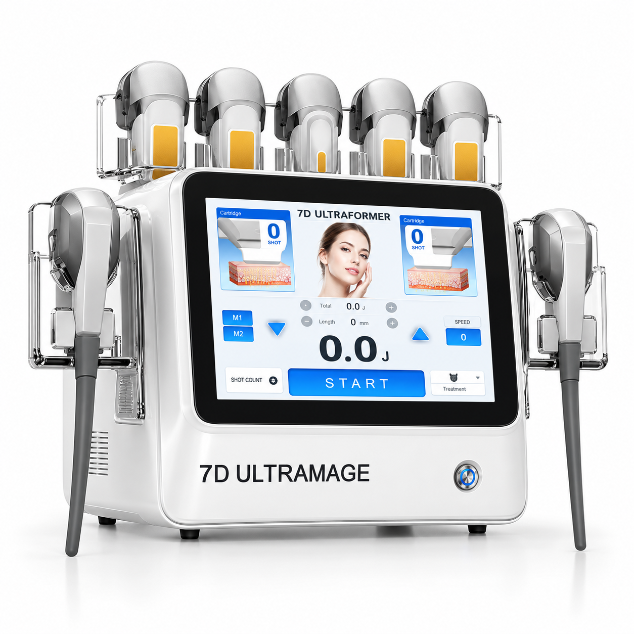 7D HIFU Ultramage Professional Focused Ultrasound Machine – Dual Handpiece, 7 Cartridges, 12.1" Touchscreen