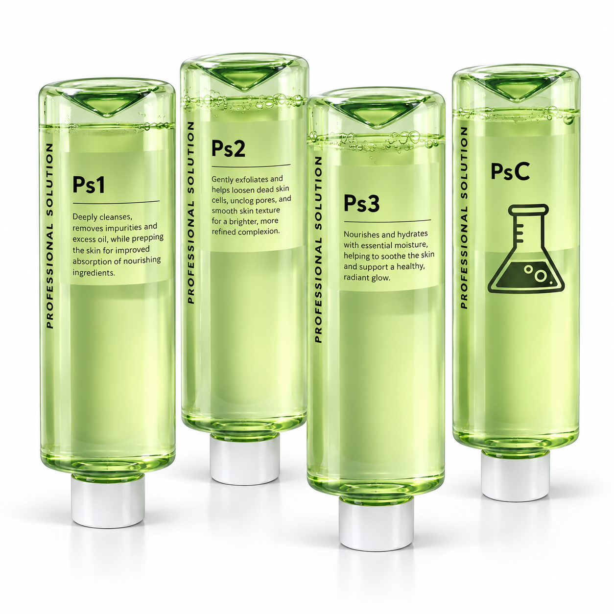 S1 PS2 PS3 PSC Hydro Facial Solutions 4 × 500ml AHA BHA Hydration & Cleaning Set