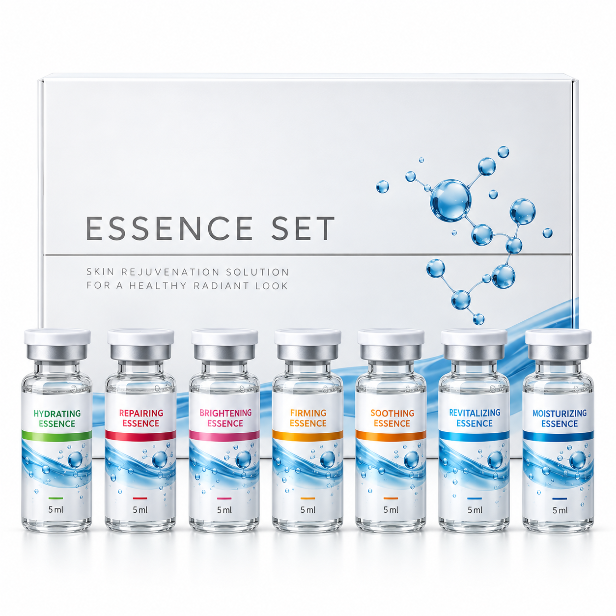 Professional Hydro Dermabrasion Essence Set – 7 Facial Solutions, 7 × 5ml