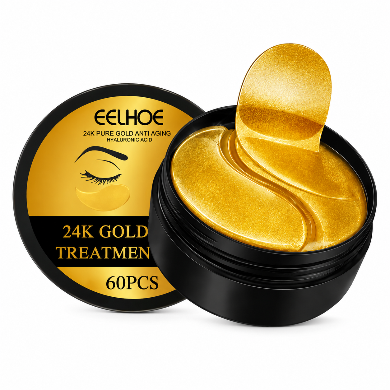 24K Gold Hydrogel Under Eye Patches – 10 Jar Set – Hydrating Eye Care