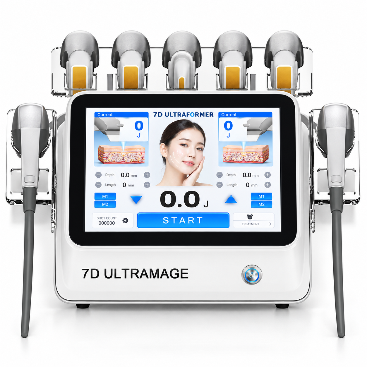 7D HIFU Ultramage Professional Focused Ultrasound Machine – Dual Handpiece, 7 Cartridges, 12.1" Touchscreen