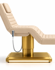 Professional Electric Facial Treatment Bed – 3-Motor Adjustable Beauty Bed with Foot Control, Remote Control & LED Gold Base