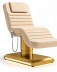 Professional Electric Facial Treatment Bed – 3-Motor Adjustable Beauty Bed with Foot Control, Remote Control & LED Gold Base