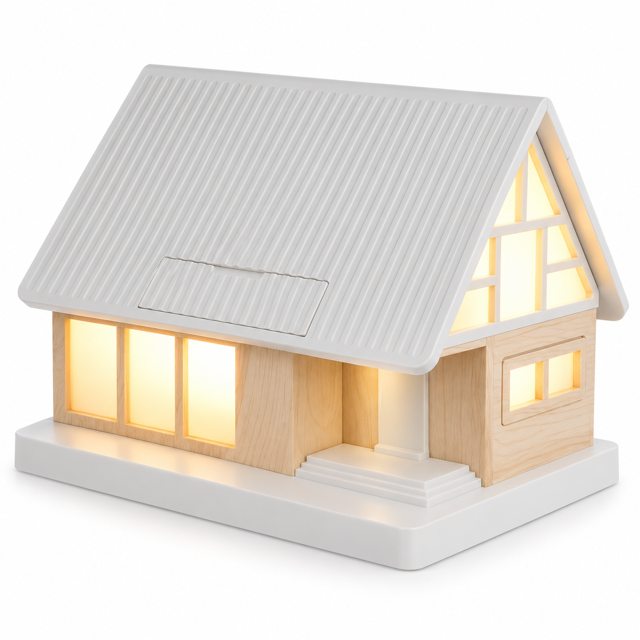 Wooden House Bedside Touch Lamp with 15W Wireless Charging, White Noise & 3-Level Dimming