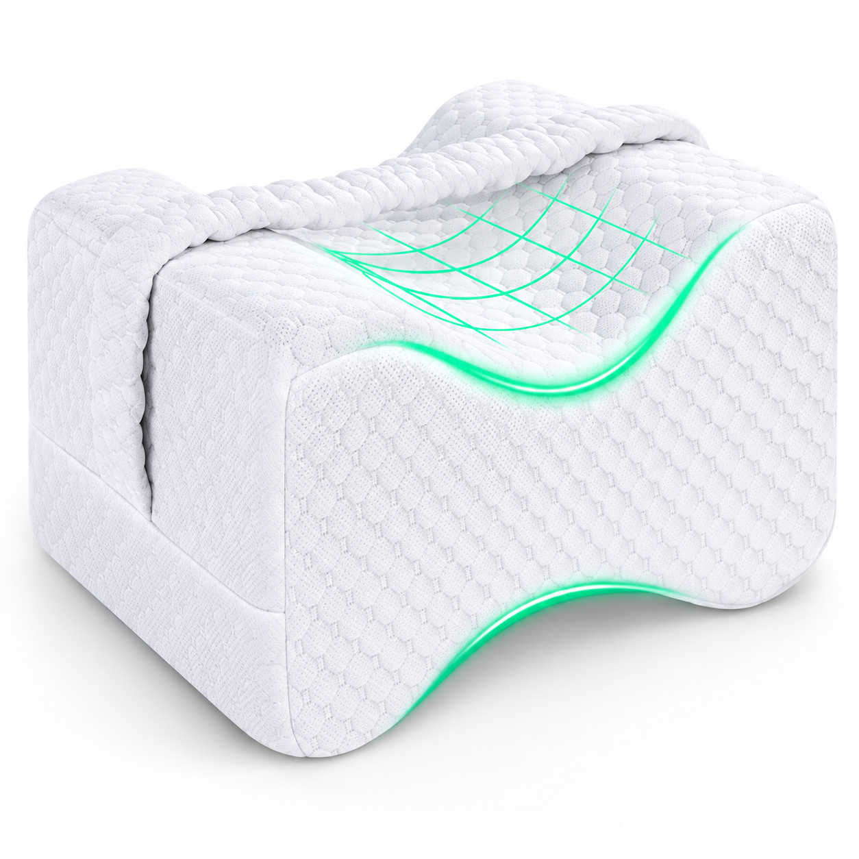 Ergonomic Memory Foam Knee Pillow for Side Sleepers with Adjustable Strap – Leg Support Cushion