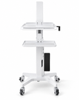 Professional Adjustable Equipment Trolley with Dual Shelves & Lockable Wheels – White