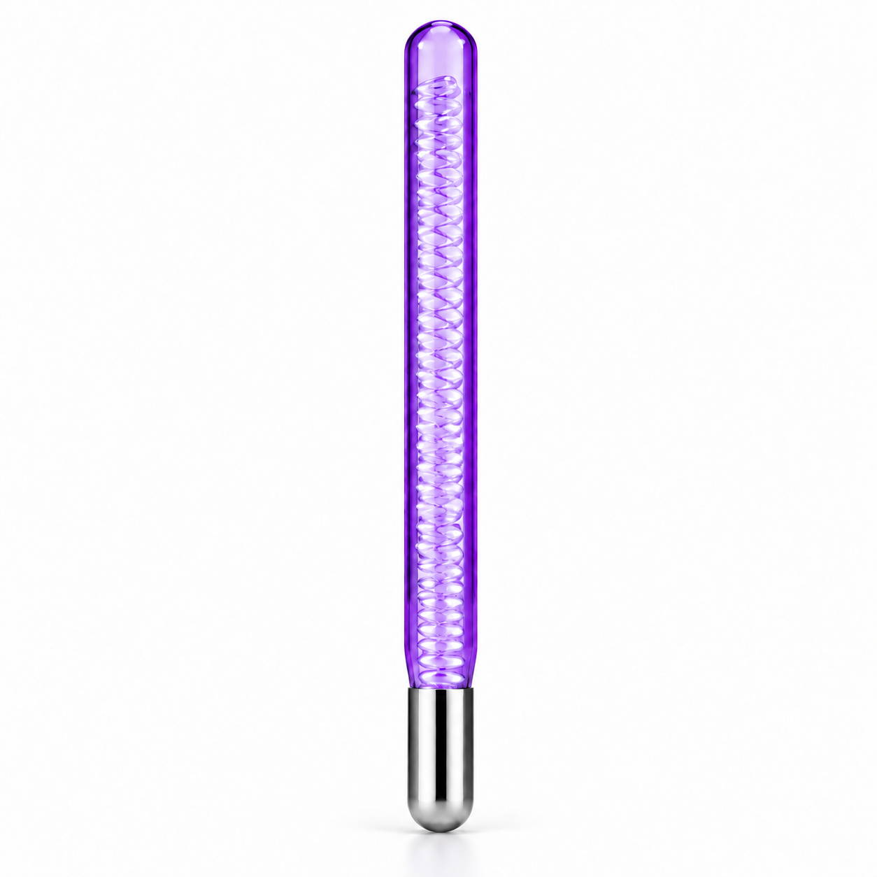 High Frequency Glass Tube Electrode with Internal Spiral – Purple Replacement Attachment for Beauty Devices