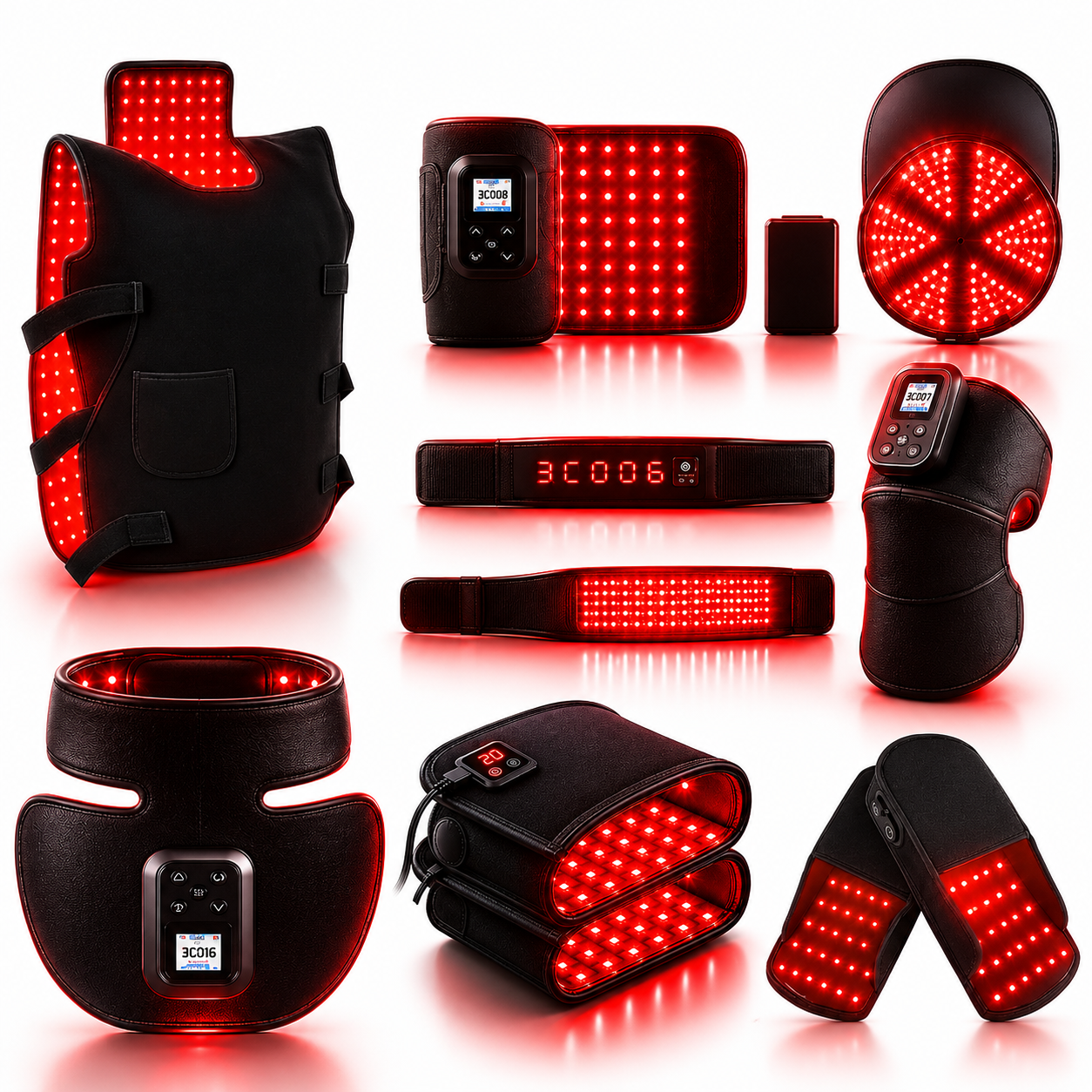 Red & Near Infrared Light Therapy Set 660nm 850nm LED Recovery Bundle with Vest, Belt, Gloves & Foot Wraps