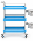3-Tier Professional Salon Utility Cart with Drawer, 2 Side Bins & Locking Wheels – Mobile Beauty Spa Storage Trolley