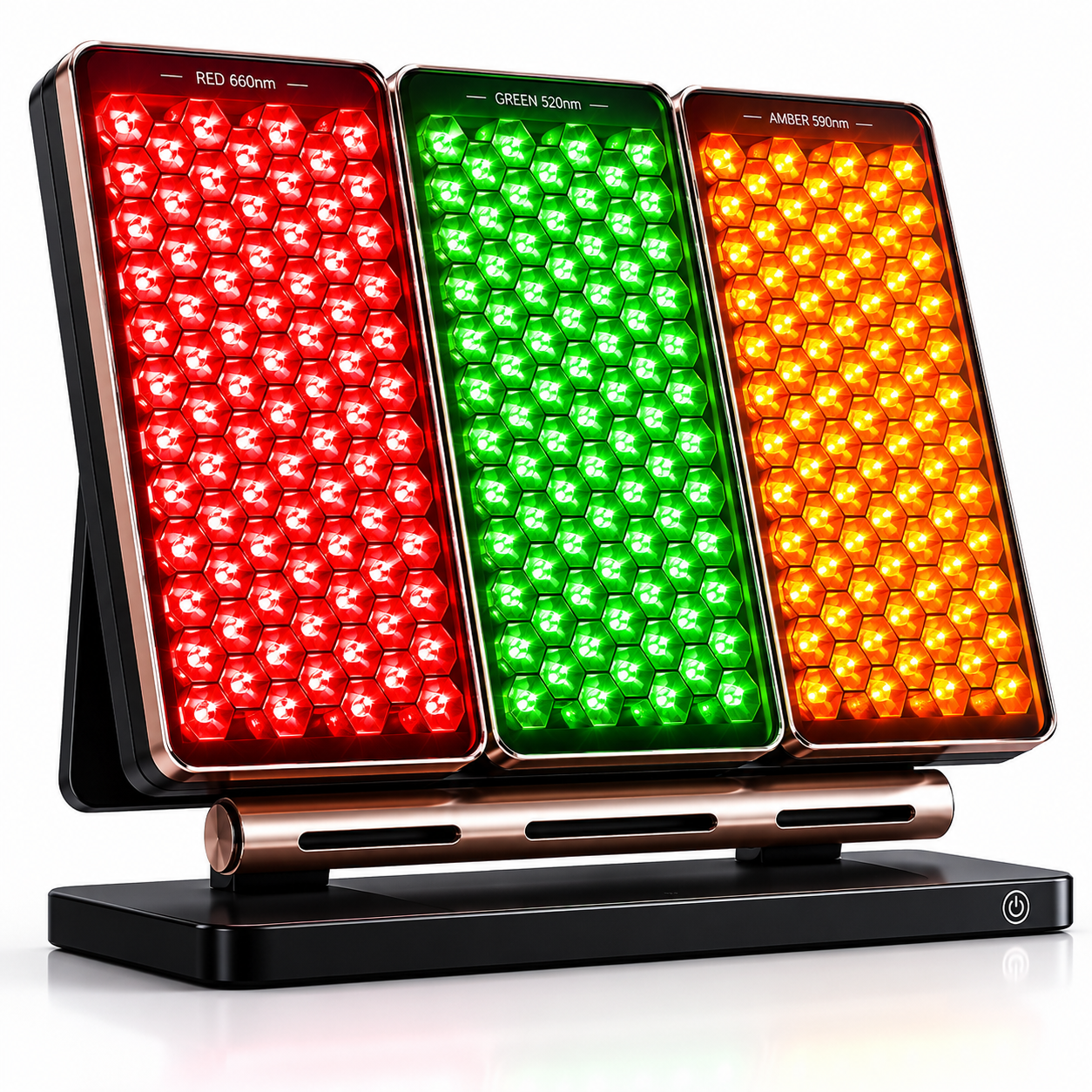LED Light Therapy Panel for Facial Skin Care – Desktop Photon Beauty Device with Red, Yellow & Green Light