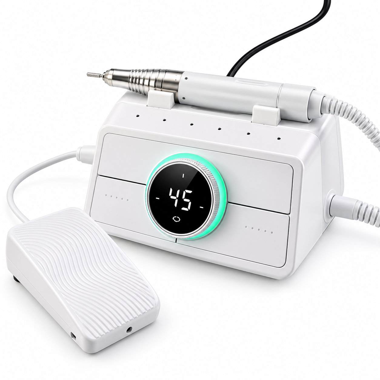 Professional 45,000 RPM Brushless Electric Nail Drill Machine with Digital Display and Foot Pedal