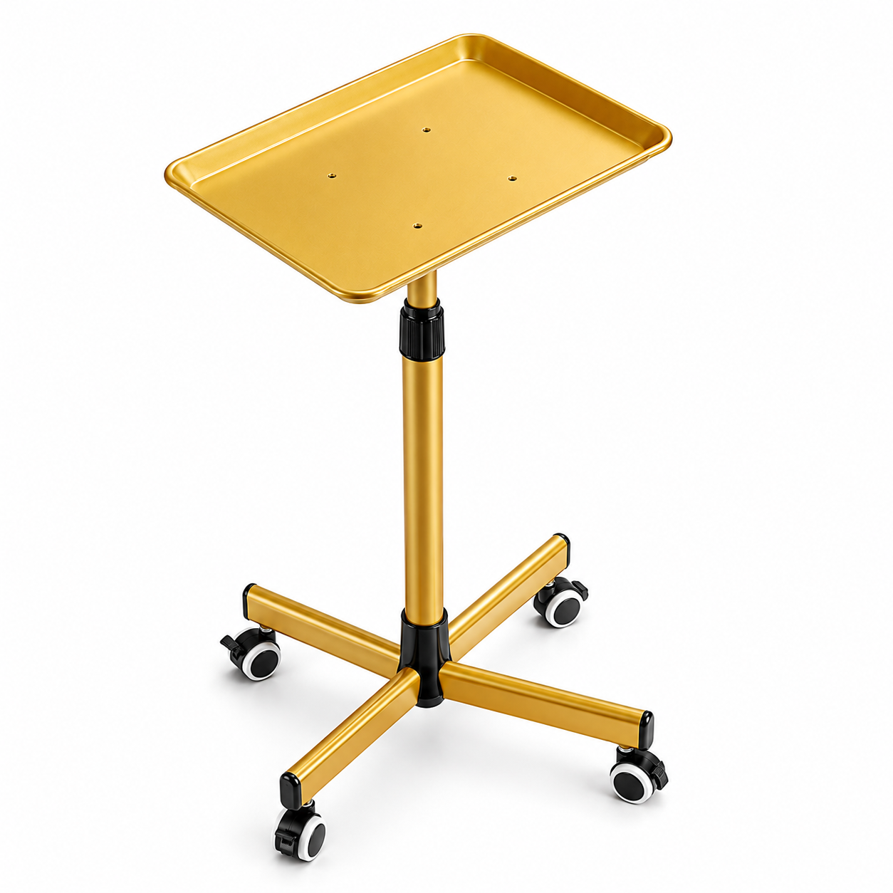 Professional Adjustable Beauty Salon Trolley with Aluminum Tray & Wheels – Gold