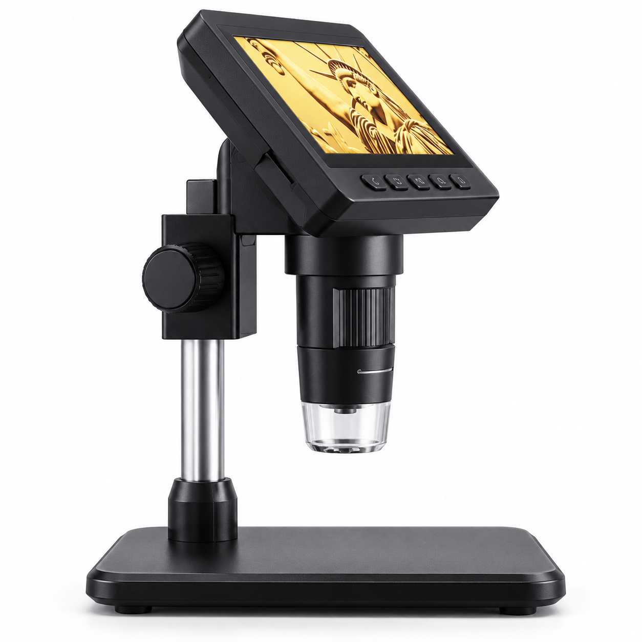 Professional 4.3" IPS Digital Microscope – 50X–1600X Magnification, 2MP Camera, 1080P Display, Adjustable LED Lighting & PC Connection