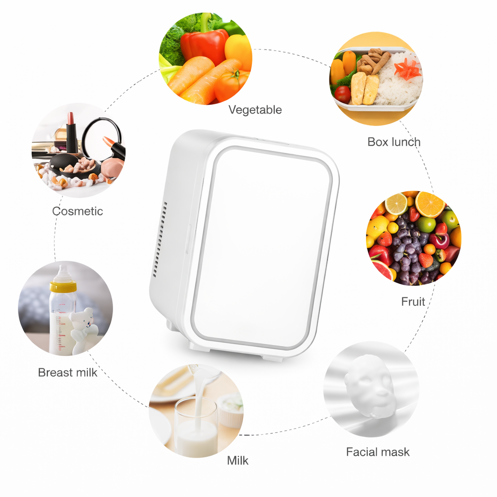 4L Mini Makeup Fridge with LED Mirror – Portable Cosmetic Storage Cooler for Home & Car