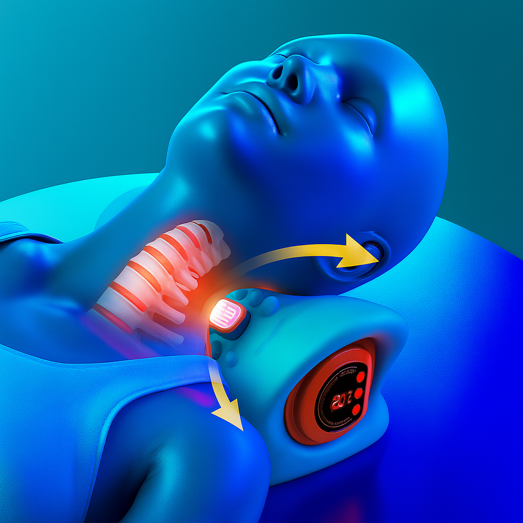 Portable EMS Neck and Shoulder Massager with Adjustable Intensity | Compact Relaxation Device for Home, Office and Travel