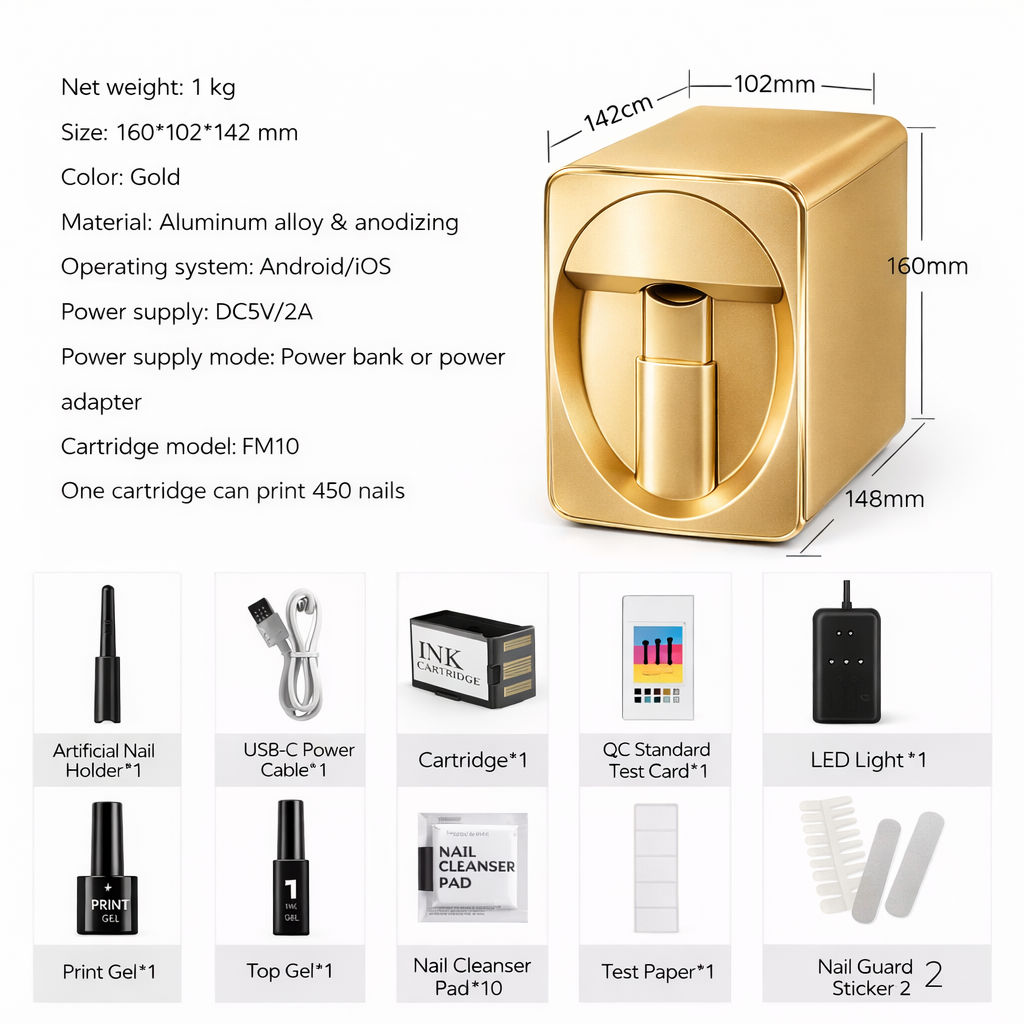 Nails X11 Deluxe Edition Gold Color – Mobile Nail Printer
