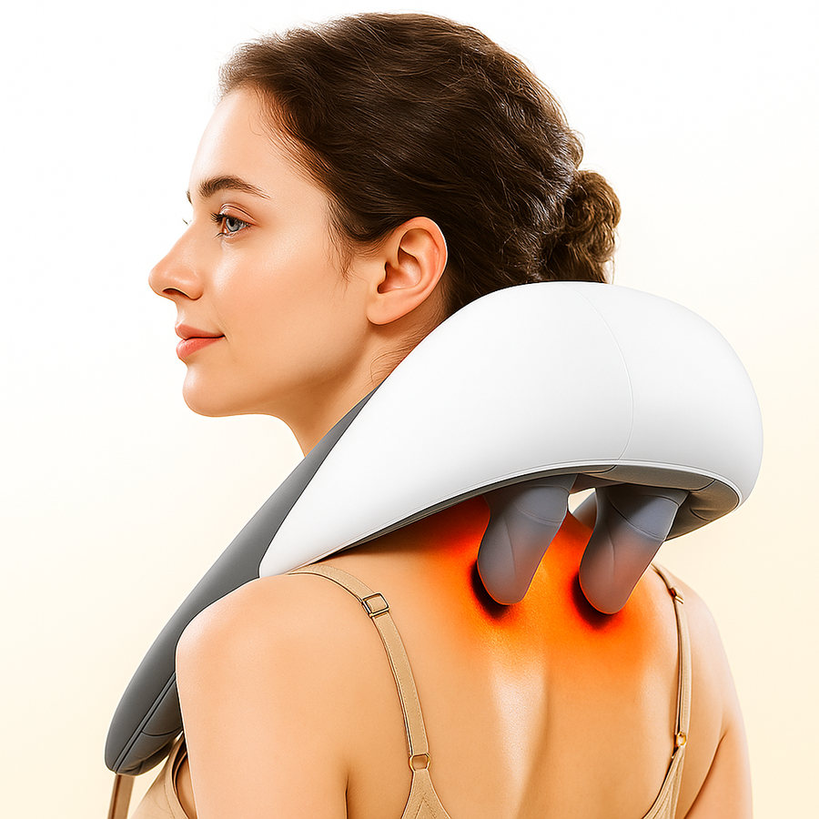 THEIA Shiatsu Neck and Shoulder Massager – Heated Back Massager U-Shape Deep Kneading Electric Massage Pillow for Neck, Waist, Leg, and Body Relief