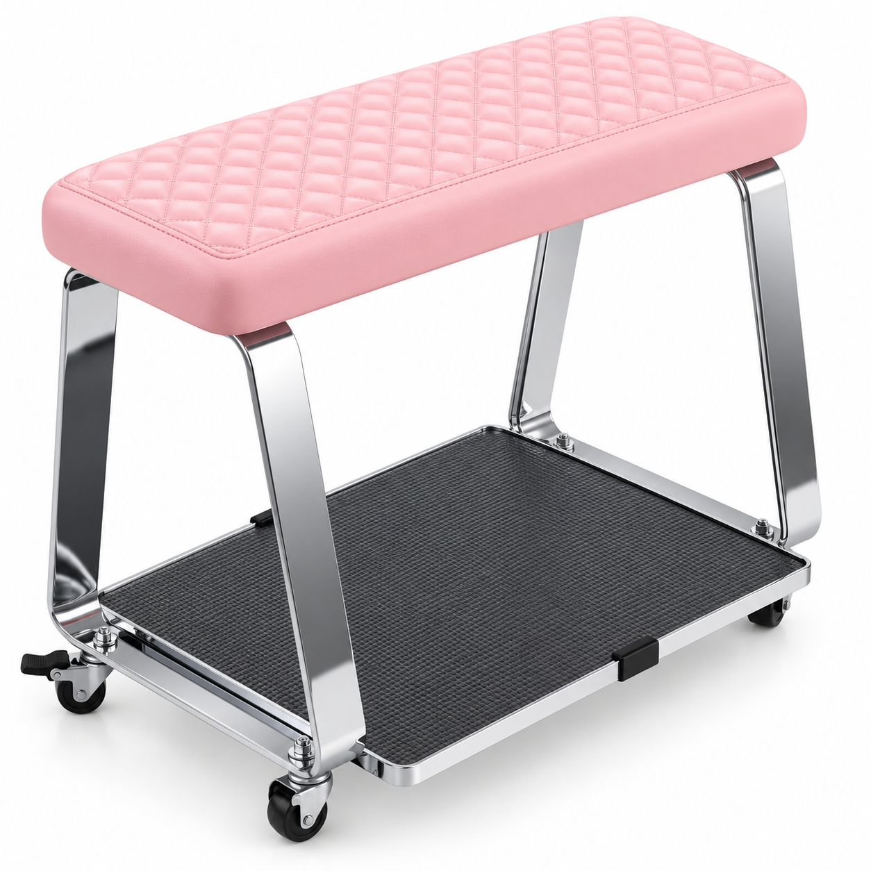 Professional Rolling Pedicure Footrest – Padded Salon Foot Rest with Storage Platform