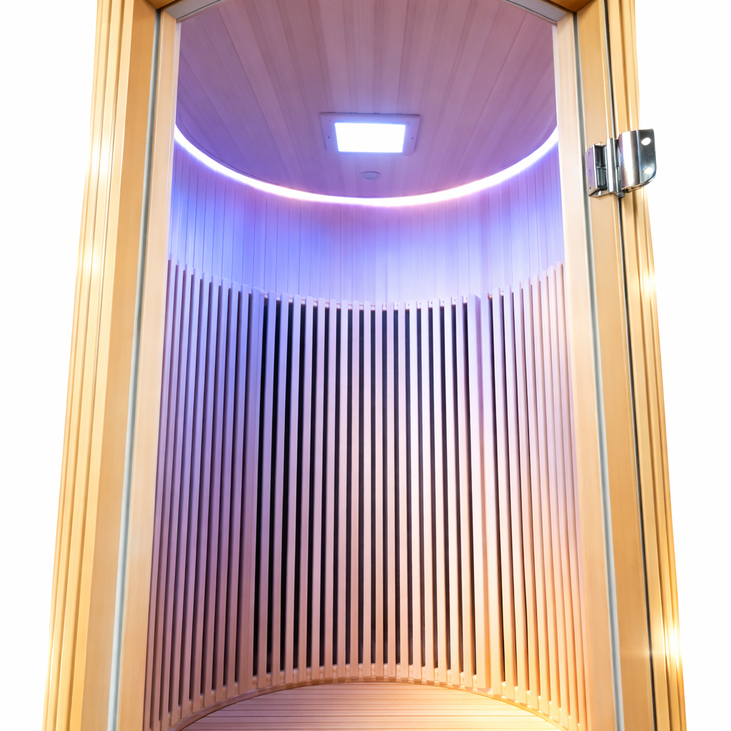 Far Infrared Sauna Room 1 Person – Solid Hemlock Wood Home Spa Cabin with Smart Touch Control – 2000mm Height