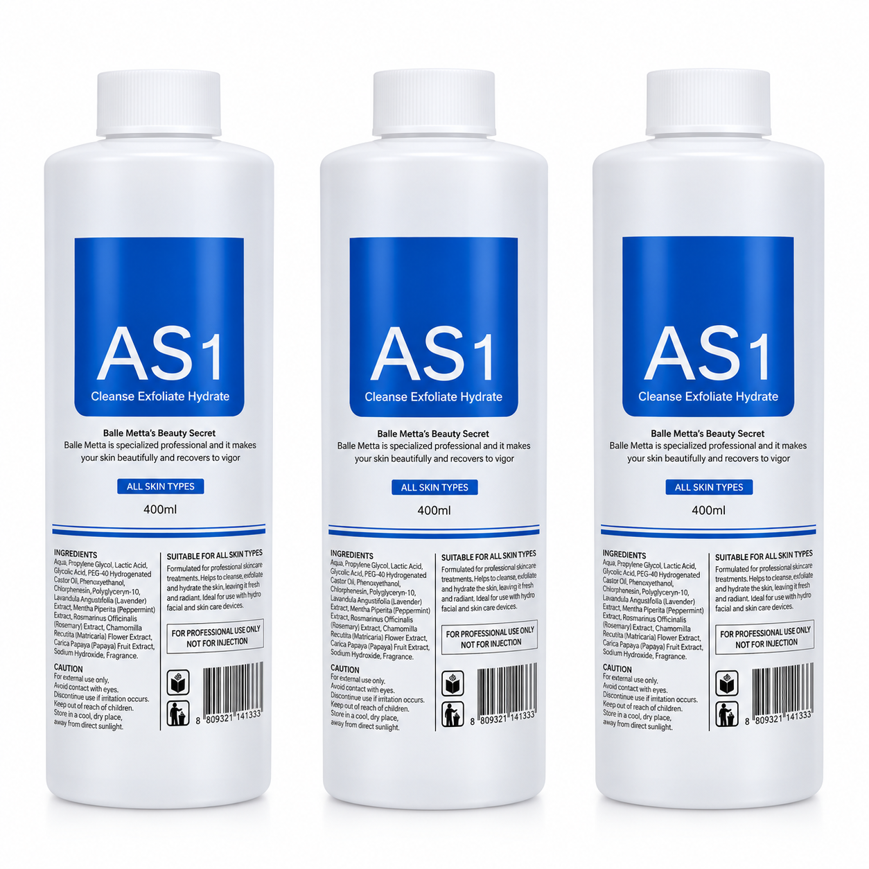 Aqua Peeling Solutions AS1 + SA2 + AO3 – 9 × 400ml Hydro Facial Serum Set