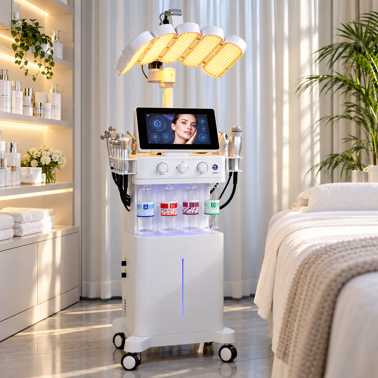 12-in-1 Hydro Dermabrasion Facial Machine with 4-Color LED Light Therapy