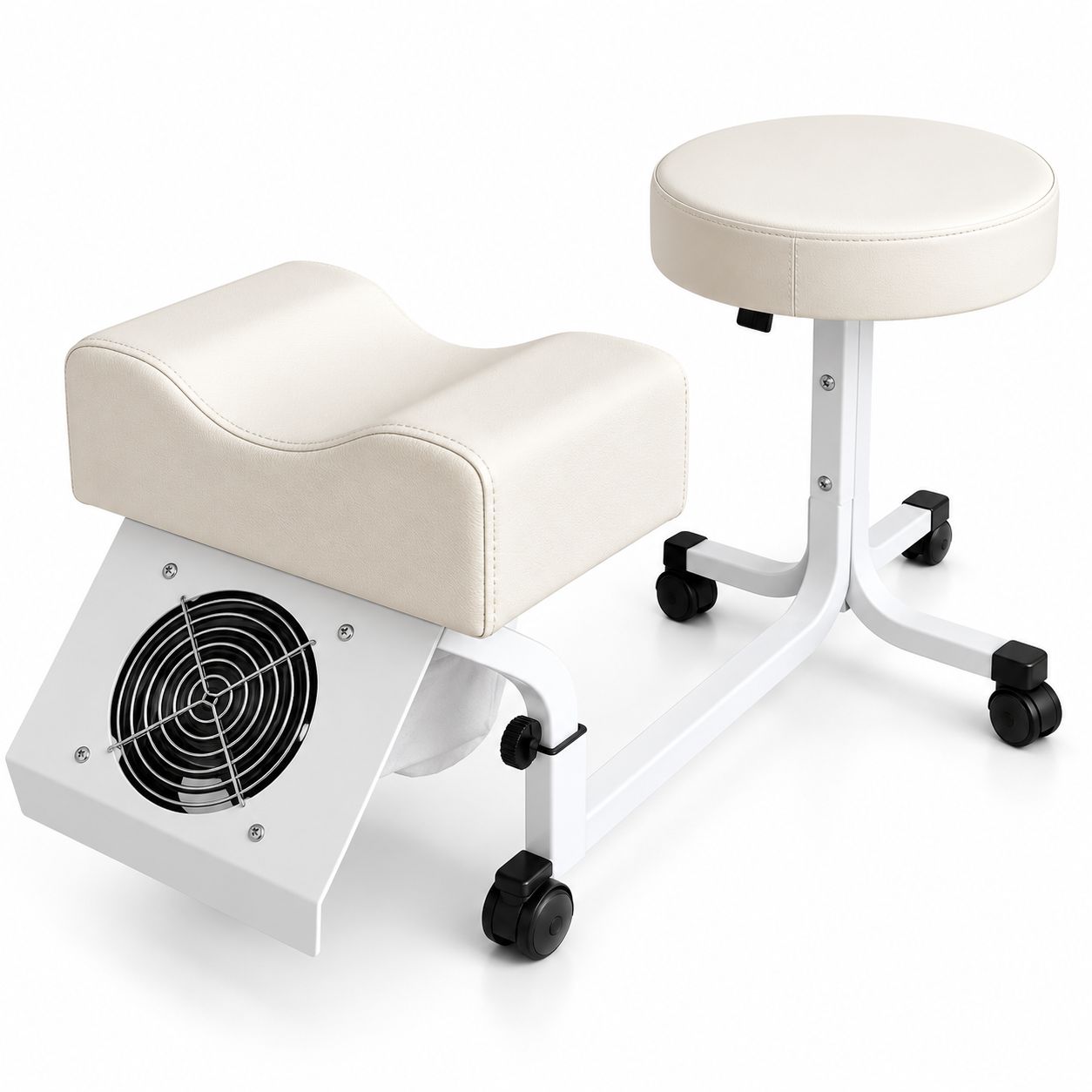 Professional Pedicure Footrest & Technician Stool Set with Dust Collector Fan