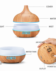 Ultrasonic Wood Grain Aromatherapy Diffuser with Blue LED – USB Essential Oil Humidifier & Cool Mist Air Purifier for Home & Office