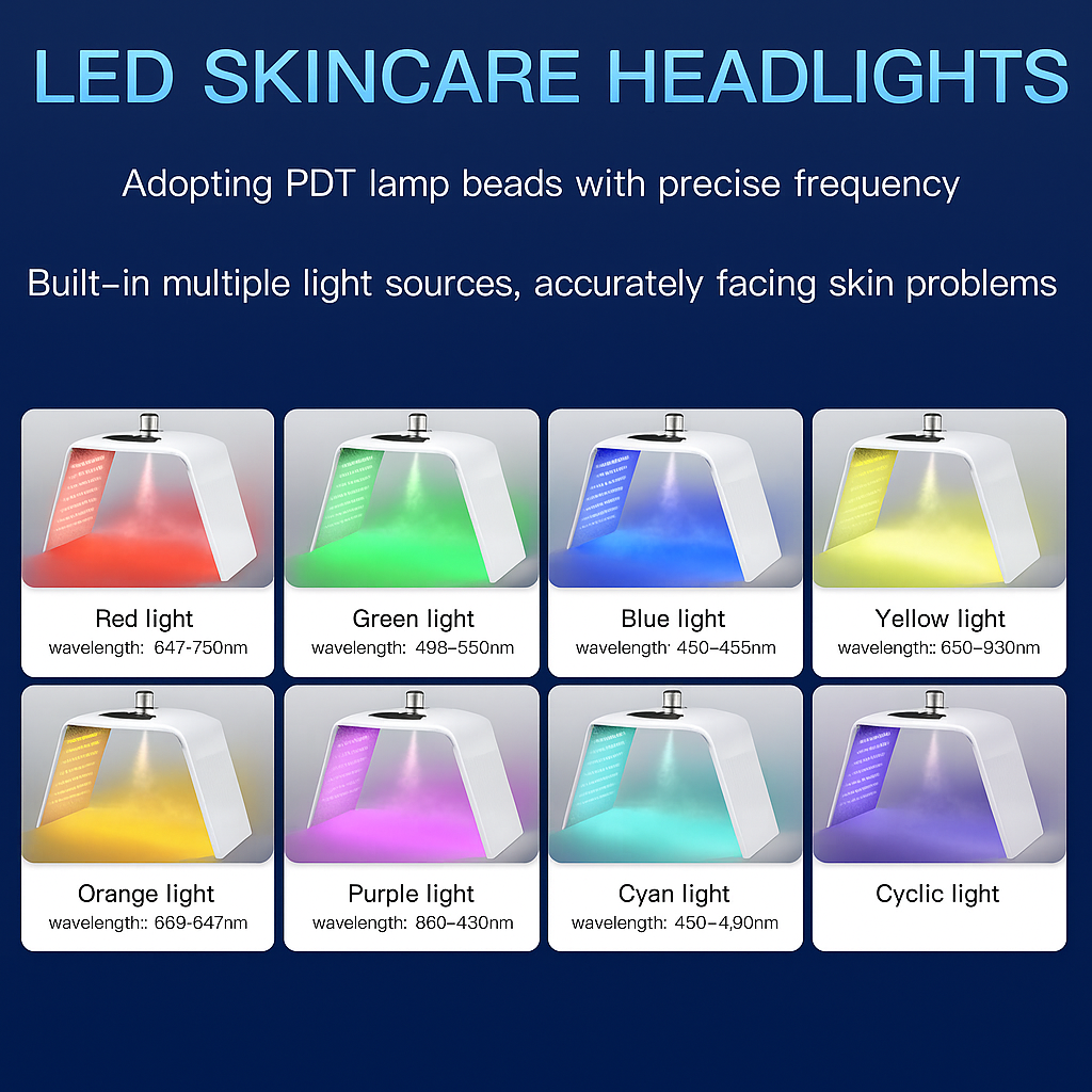 Theia Glow Omega Pro – 7-Color LED Light Therapy PDT Device for Skin Rejuvenation & Anti-Aging