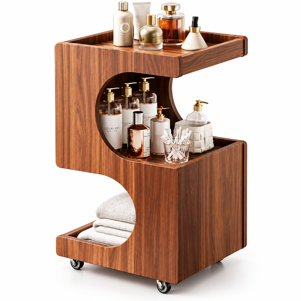Premium 3-Tier Rolling Salon Trolley – Modern Beauty