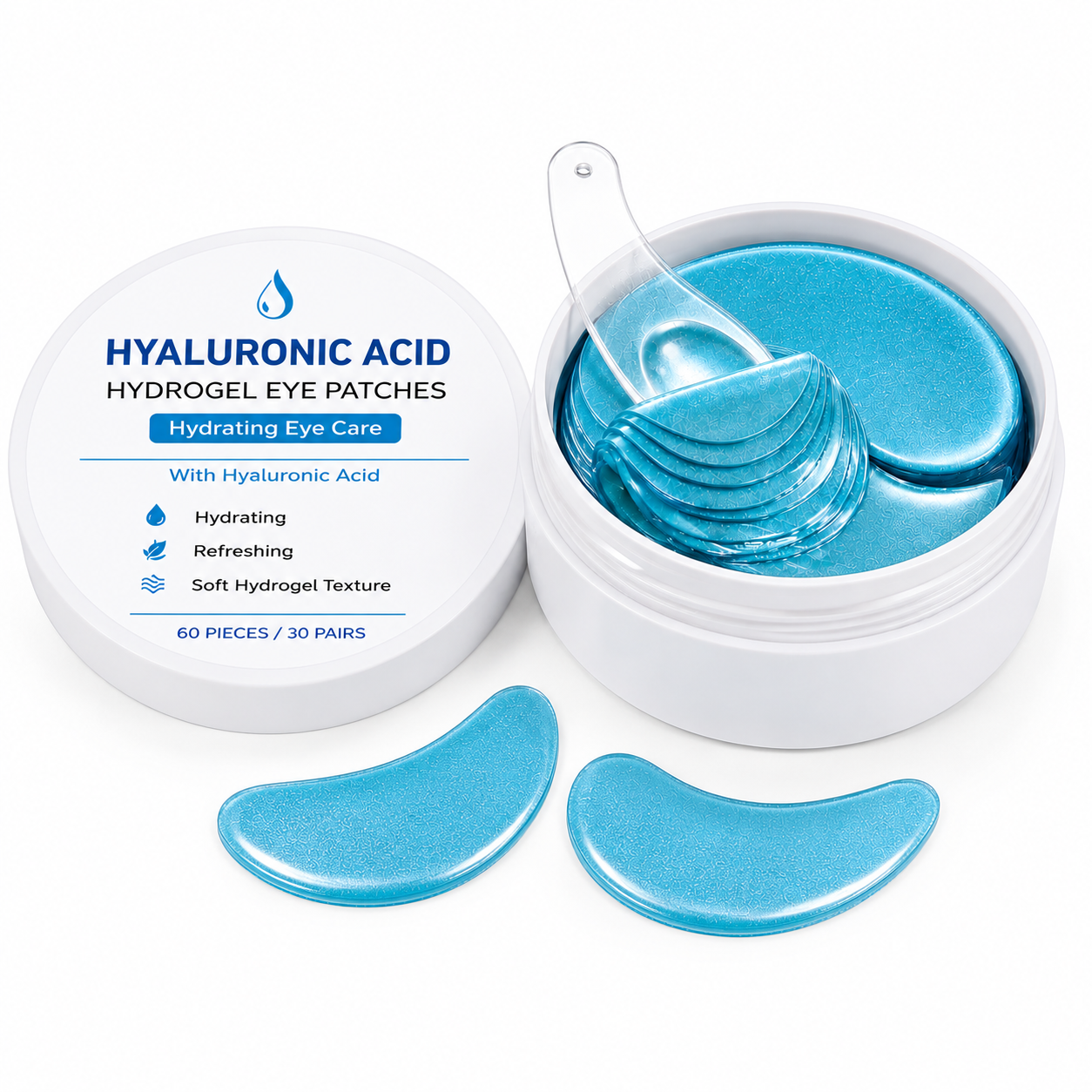Hyaluronic Acid Hydrogel Under Eye Patches – 60 Pieces / 30 Pairs – Hydrating Eye Care