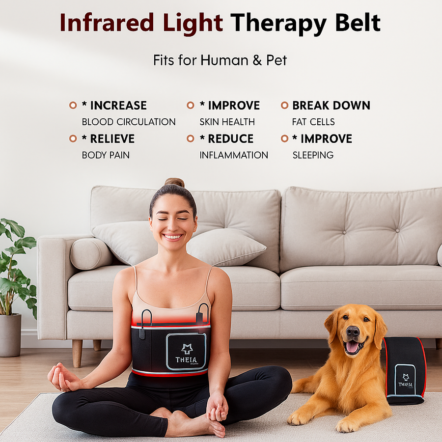 Theia Advanced Red Light Therapy Belt - 660nm:850nm Red+Infrared LED, 105pcs 5050 SMD LED - Pain Relief, Fat Reduction, Body Contouring