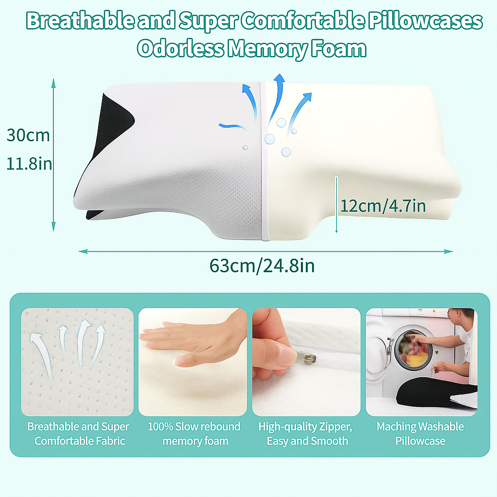 THEIA Ultimate Sleep Pro – Ergonomic Memory Foam Pillow for Neck & Spine Alignment