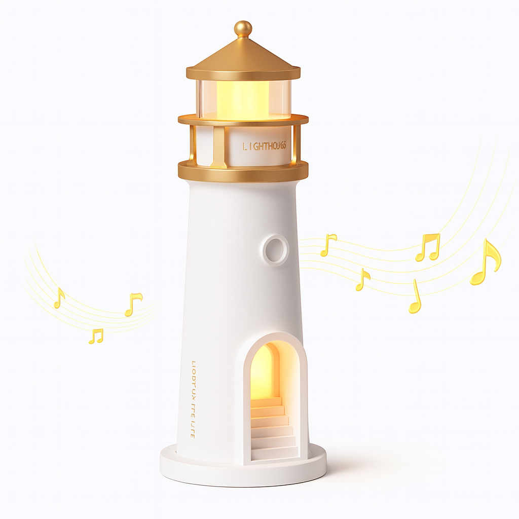 Theia Lighthouse Moon Projection Lamp – Motion Sensor Night Light with Bluetooth Music