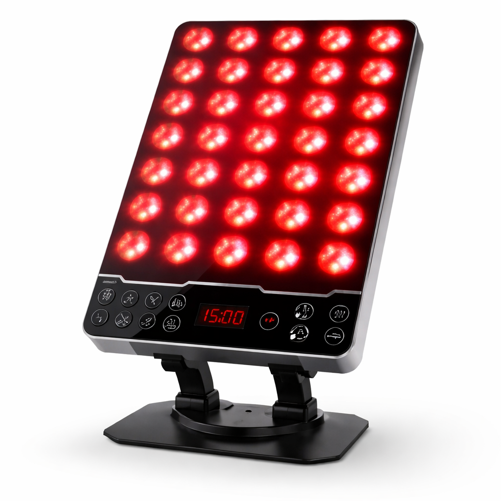 8 Modes Red Light Therapy Panel with 660nm / 850nm / 590nm / 415nm – Mini Desktop LED Device