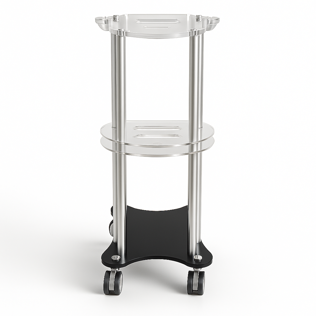 Premium Aluminum Beauty Salon Trolley – Rolling Pedestal Cart with 4 Smooth Wheels for Professional Use
