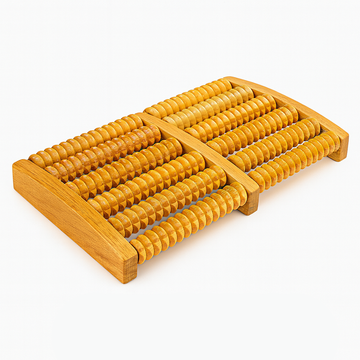 THEIA Wooden ReflexoRoll – 6-Row Shiatsu Foot Therapy Massager