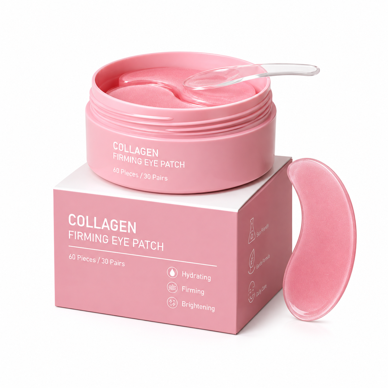 Caffeine Collagen Hydrogel Under Eye Patches – 60 Pieces / 30 Pairs – Pink