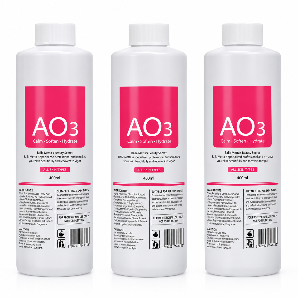 Aqua Peeling Solutions AS1 + SA2 + AO3 – 9 × 400ml Hydro Facial Serum Set