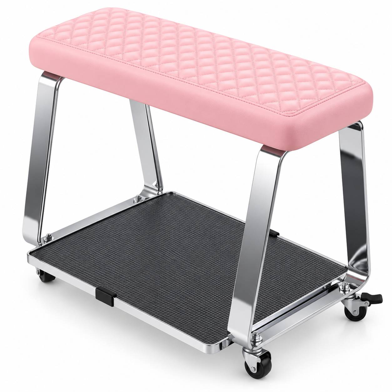 Professional Rolling Pedicure Footrest – Padded Salon Foot Rest with Storage Platform