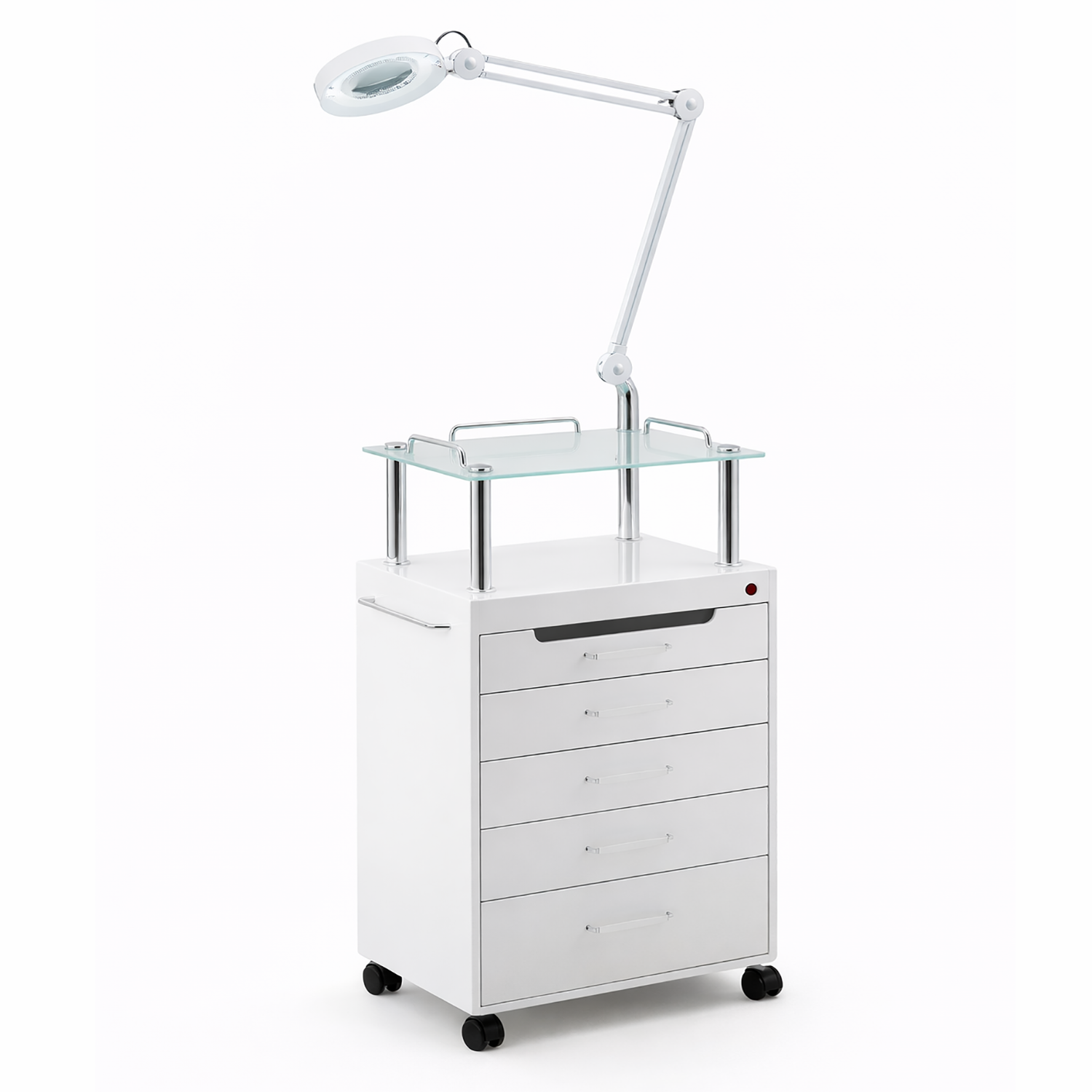 Professional Salon Trolley Cart with Folding Lamp & Drawers – Mobile Tool Station for Tattoo, Eyelash & Beauty Studios