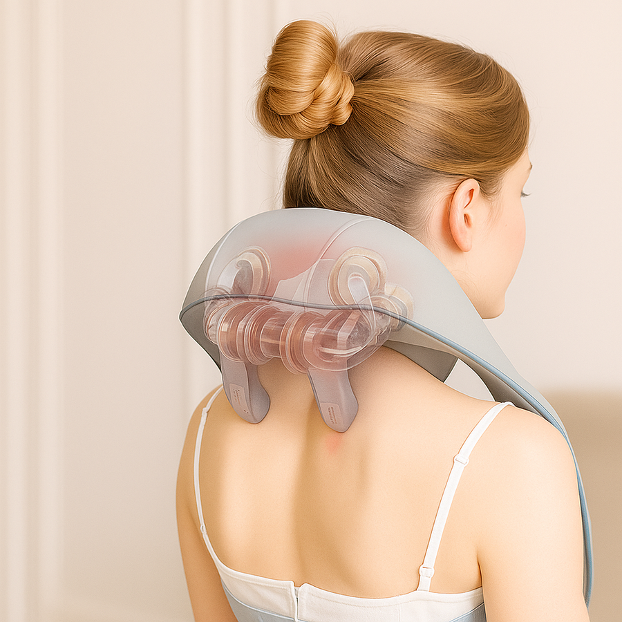 THEIA Shiatsu Neck and Shoulder Massager – Heated Back Massager U-Shape Deep Kneading Electric Massage Pillow for Neck, Waist, Leg, and Body Relief