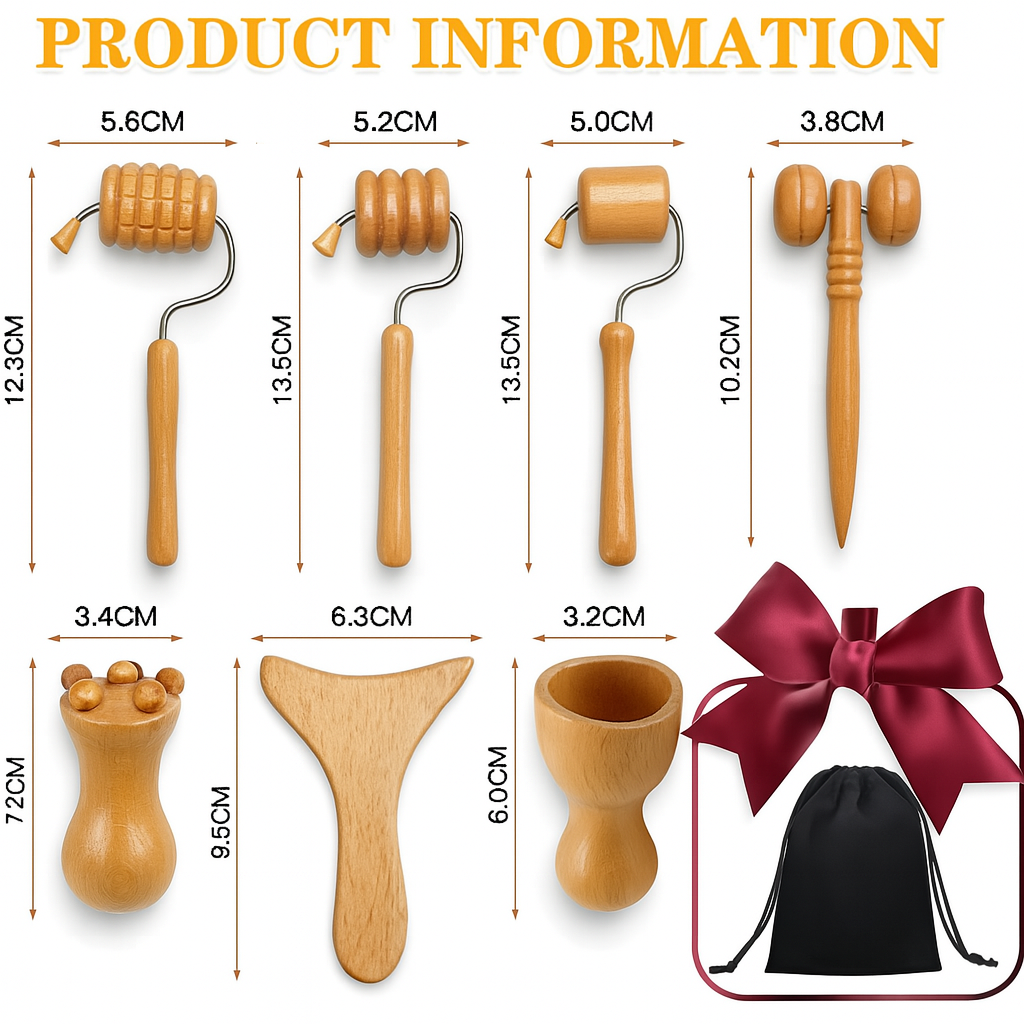Wooden Gua Sha Face & Body Sculpting Set
