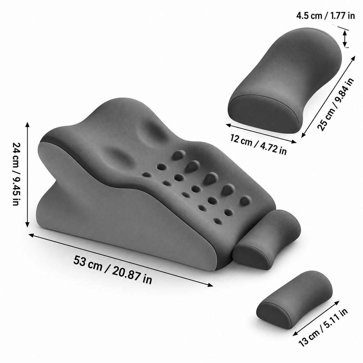 Memory Foam Wedge Support Pillow with Neck Cushion & Massage Points