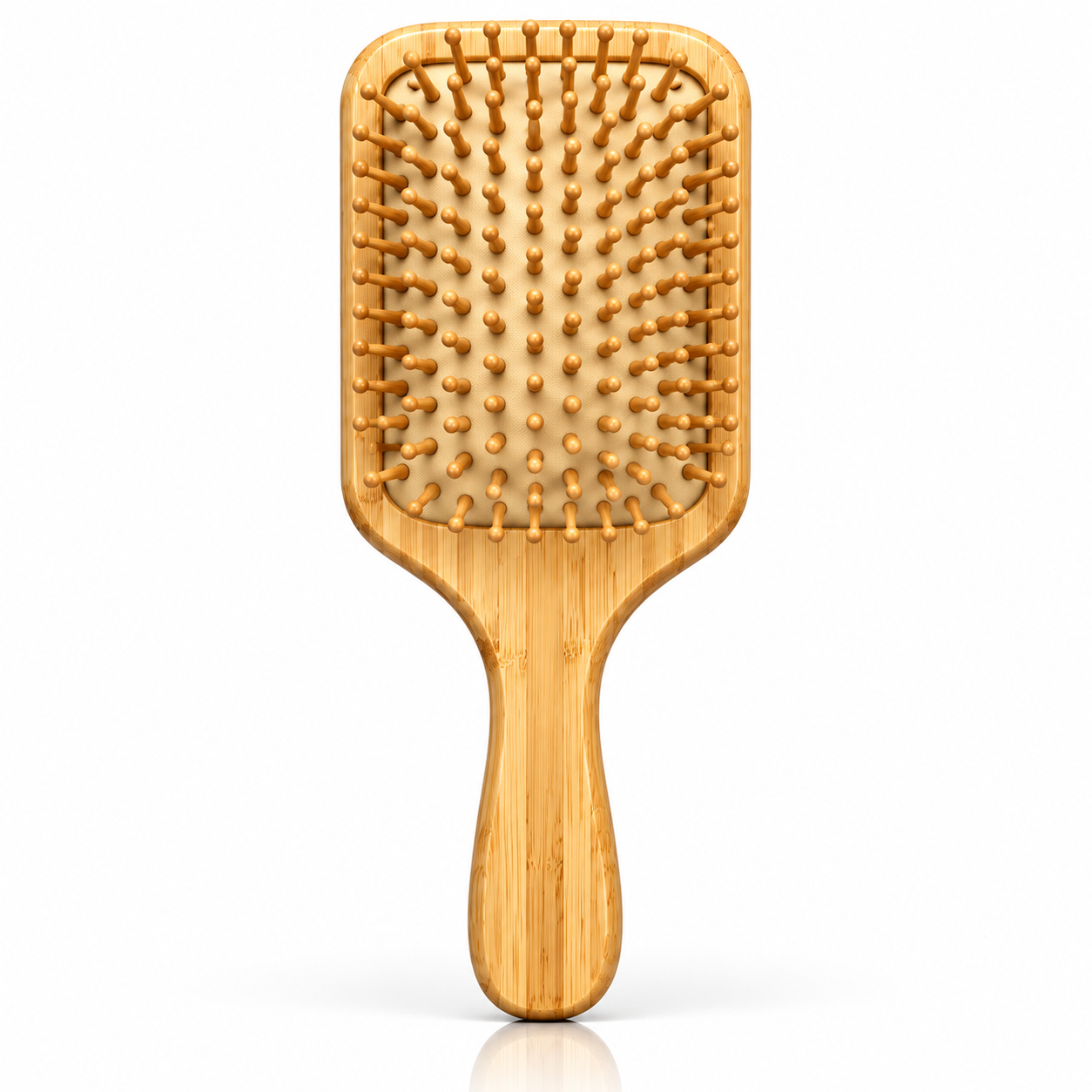 Natural Bamboo Paddle Hair Brush with Sunflower Engraving – Wooden Bristles, Anti-Static Detangling Brush