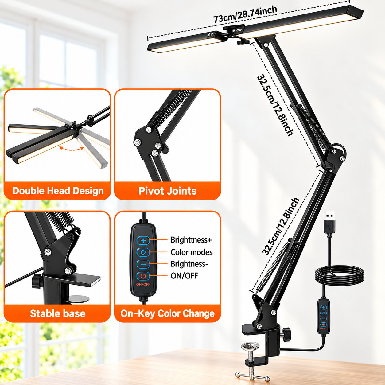 Professional Dual-Head LED Beauty Lamp – 30W, 360 LEDs, Adjustable Swing Arm & Dimmable Salon Lighting