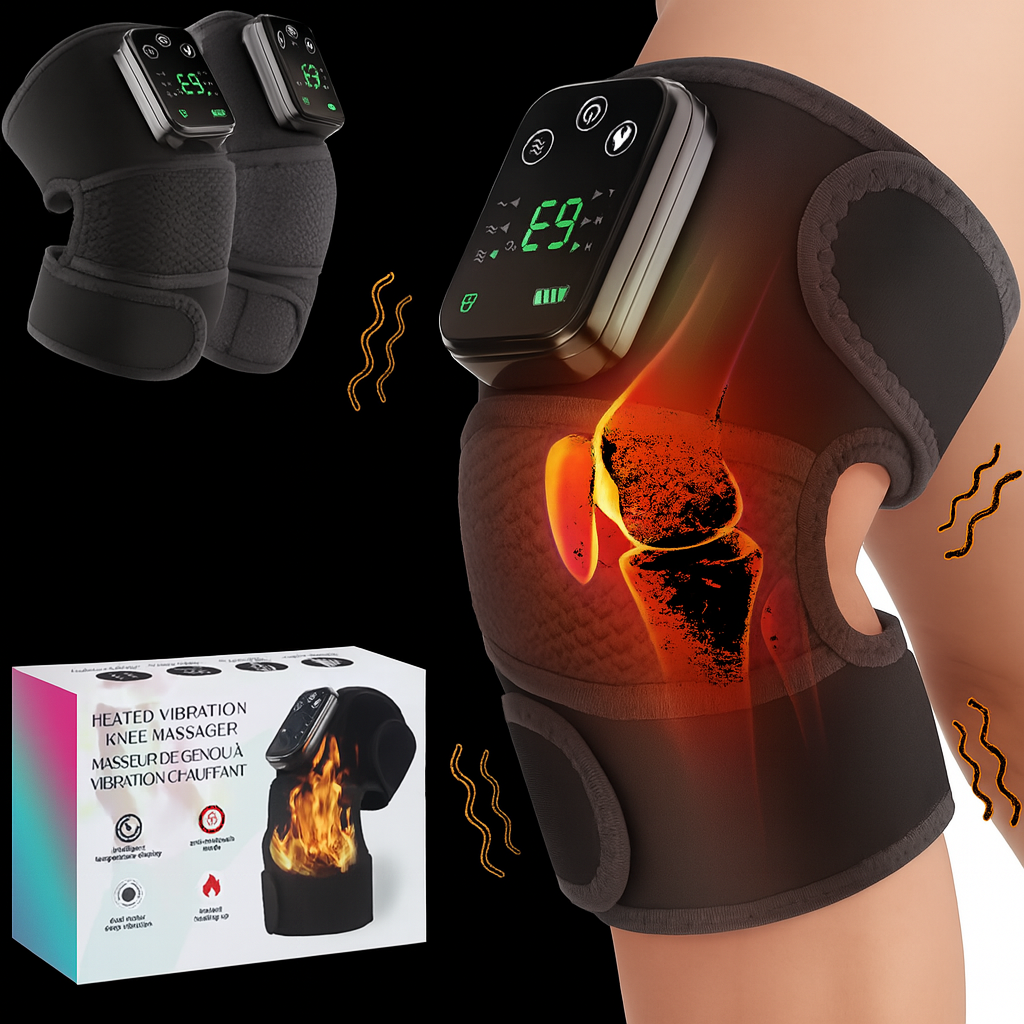 Heating Knee Vibration Massager Brace for Everyday Comfort | Adjustable Knee Support with Soothing Warmth and Gentle Vibration