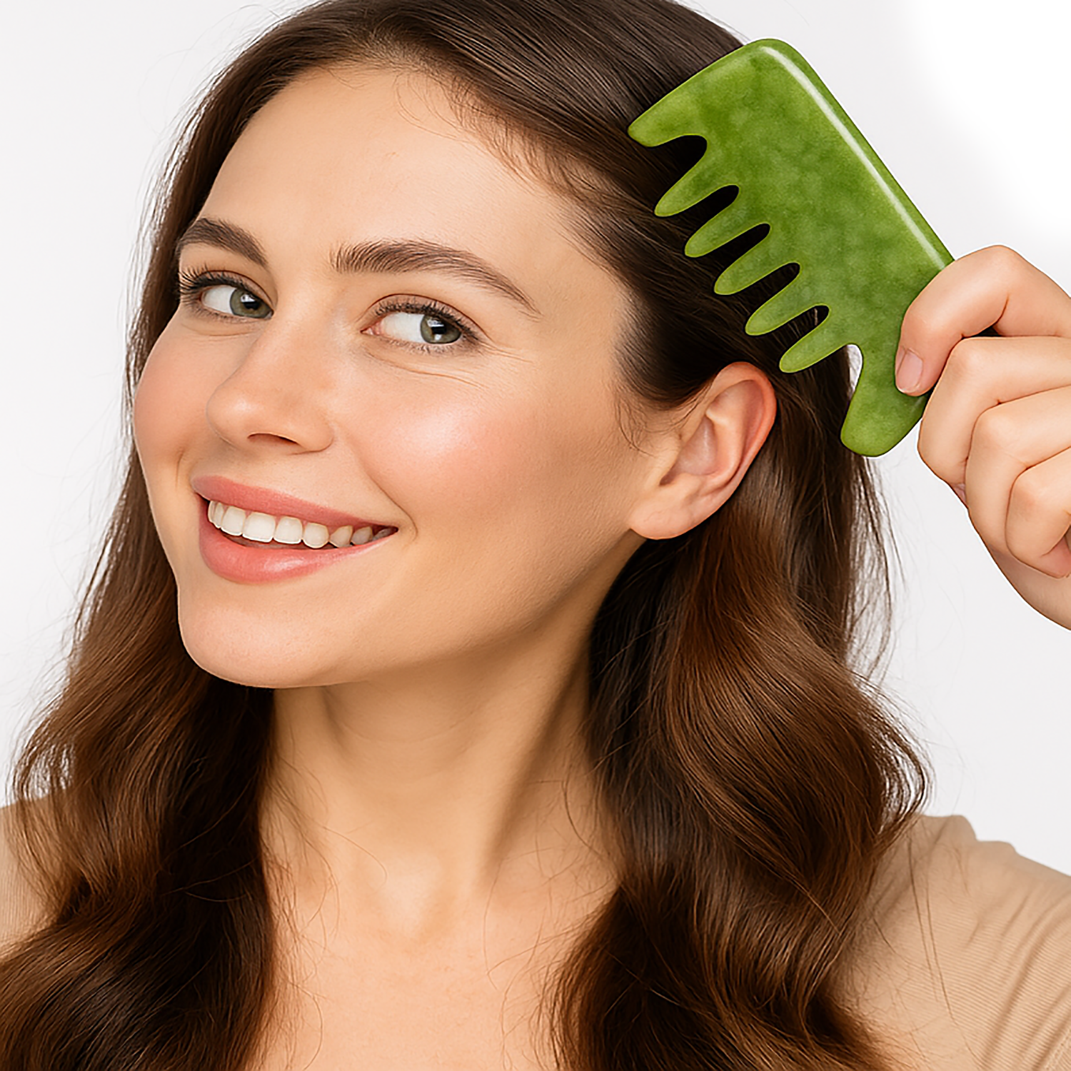 Theia Premium Natural Jade Gua Sha Comb Set – Multi-Shape Massager for Face, Scalp & Body