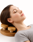 Premium Wooden Sauna Headrest with Rotatable Discs – Ergonomic Neck Support for Spa and Wellness