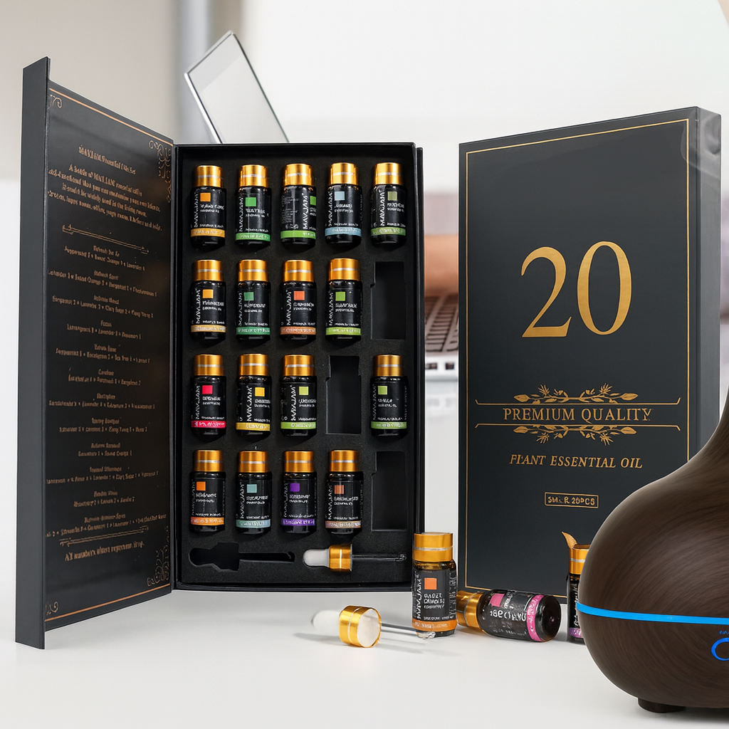 Essential Oils Set 20 Pack – 100% Pure Natural Aromatherapy Oils Gift Box